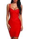 Bqueen Women's Spaghetti Strap Sexy Bodycon Bandage Dress BQ1636-1 (M, Red)
