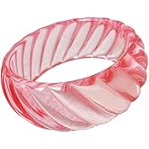 MMIUAEG Candy Color Big Bangle Bracelet for Womens Resin Waves Wide Bangle Transparent Crystal Bracelet Geometric Irregular Wristbands Statement Jewelry