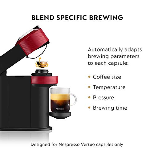 Nespresso Vertuo Next Coffee & Espresso Machine with Aeroccino NEW by Breville, Cherry, Compact