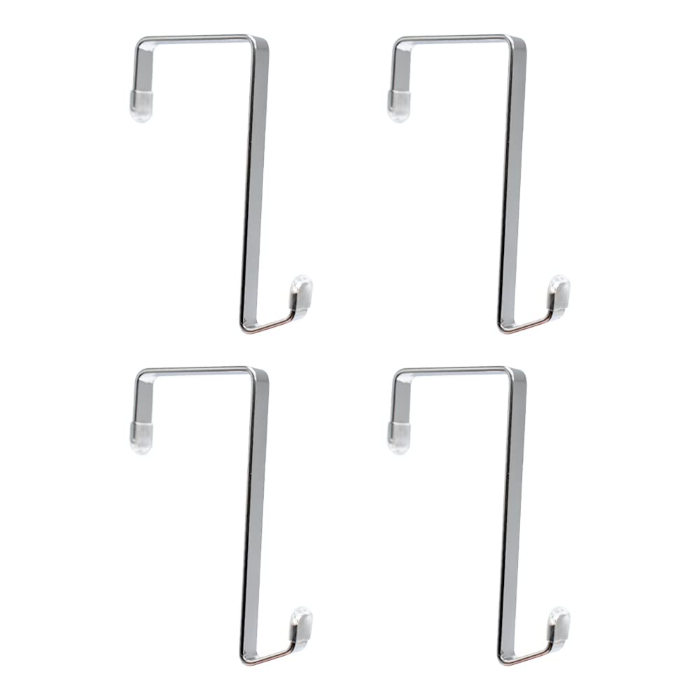 Photo 1 of ZANQU Heavy-duty Single Over Door Hooks, Stainless Steel Hanger Organizer for Hanging Bag, Towel, Bath Robe, Shoe Rack, Fit 1-1/2" to 1-3/4", Rubber Protective Head, Great Replacement (Silver, 4 Pack)