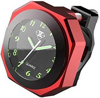 Waterproof Motorcycle Handlebar Mount Clock Watch Luminous Clock Time Locked To Handlebar Moto Accessories (Red)