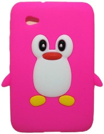 DE Cute 3D Cartoon Animal Series Samsung P3100 Case New Hot Pink Penguin Shape Style Soft Silicone Rubber Case Protective Cover for Samsung Galaxy Tab 2 7.0 P3100