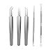 5 PCS Acne Remover Tool Kit, Stainless Steel Comedone Extractor Tools Set with Metal Case,Blackhead Removal Tweezers Kit, Treatment for Pimple, Blemish, Whitehead Popping Removing, Silver