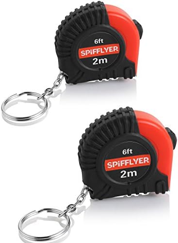 Spifllyer 2 Pack Samll Key Chain Mini Tape Measure Retractable Measuring Tape 2M/6ft Metric and Inch Scale with Keychain for Kids Toy Tools,Double Colored,PVC Coated