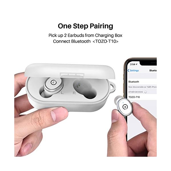 TOZO-T10-TWS-Bluetooth-50-Earbuds-True-Wireless-Stereo-Earphones-Headphones-IPX8-Waterproof-in-Ear-Wireless-Charging-Case-Built-in-Mic-Headset-Premium-Sound-with-Deep-Bass-for-Running-Sport-White TOZO T10 Bluetooth 5.3 Earbuds True Wireless Stereo Earphones Headphones IPX8 Waterproof in Ear Wireless Charging Case…