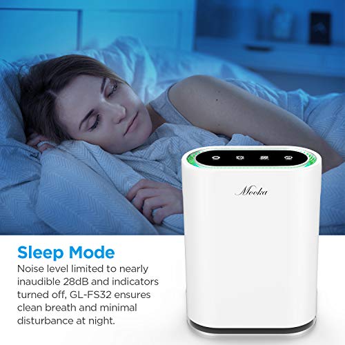 MOOKA True HEPA Air Purifier Up to 540 Sq.Ft, 6-Point Filteration, Large Room Odor Eliminator for Allergies and Pets, Ionic Air Cleaner & UV-C Sterilizer Eliminate Germs, Mold, Smoke for Home, Office