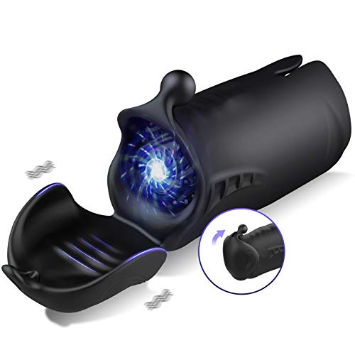 Penis Vibratoren Elektrische Cup Masturbatoren für Männer mit 10 Vibrationsmodi, Vibrierende Masturbation Cup Wiederaufladbar Spielzeug Massager, Doppelmotor Eichel Stimulator(1)