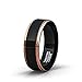 Duke Collections 8mm Tungsten Ring Rose Gold Step Edge Black Polished Comfort Fit