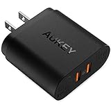 Quick Charge 3.0, AUKEY USB Wall Charger & Dual Ports, Fast Charger Compatible with Samsung Galaxy S9 / S8 / Note8, LG G6 / V30, HTC 10, iPhone 11 Pro/Max/11, and More