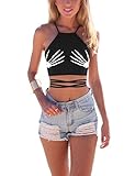 Ninimour Halter Cross Hollow Boho Bandage Camis Crop Top