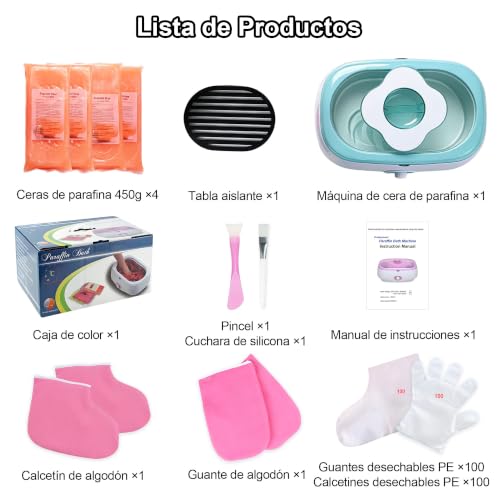 JOJOCOSMO Baño de parafina para manos y pies – 5000 ml dispositivo de baño de parafina con 1800 g de cera de parafina orgánica para manos y pies, incluye accesorios, baño de parafina profesional para