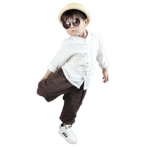 FangNer Childs Boys Cotton Suit Vintage Costume Chinese Style Tang Suit Kung Fu Clothing