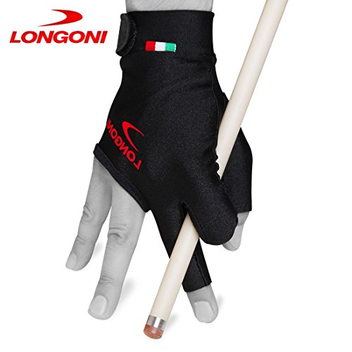 Longoni Black Fire Billiard Pool CUE Glove - for Right Hand - Black (Medium) - Thumbnail 6