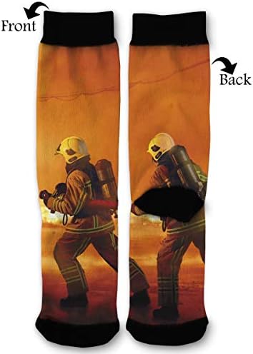 Firefighter Extinguishing High Ankle Socks,Men Women All Season Sock,Soft Cotton Breathable Printed Rib Sox