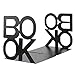 Prettyui Simple Black Book Letter Pattern Metal Bookends Book Organizer for Desk Office Home Decoration Gift