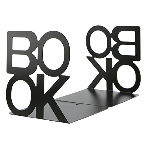 Simple Black BOOK Letter Pattern Metal Bookends Book Organizer for Desk Office Home Decoration Gift