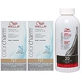 Wella Color Charm Toner T27 1.4 oz (2 Pack) + Cream Developer 20 Volume 3.6 oz