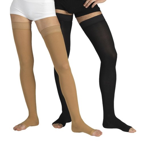 23-32 mmHg MEDICAL COMPRESSION Stockings with OPEN Toe, FIRM Grade Class II, Thigh High Support Socks without Toecap (XL (Body height 62.2-66.9 inch), Beige)