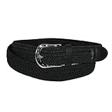 CTM Men's Elastic Braided Stretch Belt with Silver Buckle and Matching Tabs