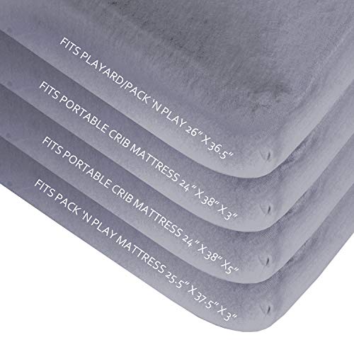 Pack and Play Sheets Fitted, 2 Pack Portable Playard Mini Crib Sheets