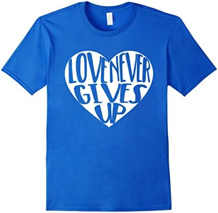 Men's Love Never Gives Up 1 Cor 13:7 Christian Bible Verse T-Shirt 2XL Royal Blue