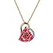ZJchao 24K Women Gold Rose Pendant Necklace Gift for Her Plated Rhinestone Heart Shaped Present for Wife Girlfriend Valentine's Day, Great Anniversary, Birthday, Wedding