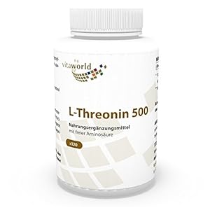 Vita World L-Threonine 500mg 120 Capsules Made in Germany Amino Acid