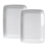 HIC Harold Import Co White Porcelain Rectangular Platter, Set of 2