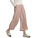 Ecupper Womens Casual Loose Plus Size Elastic Waist Cotton Trouser Cropped Wide Leg Pants Pink 12-14