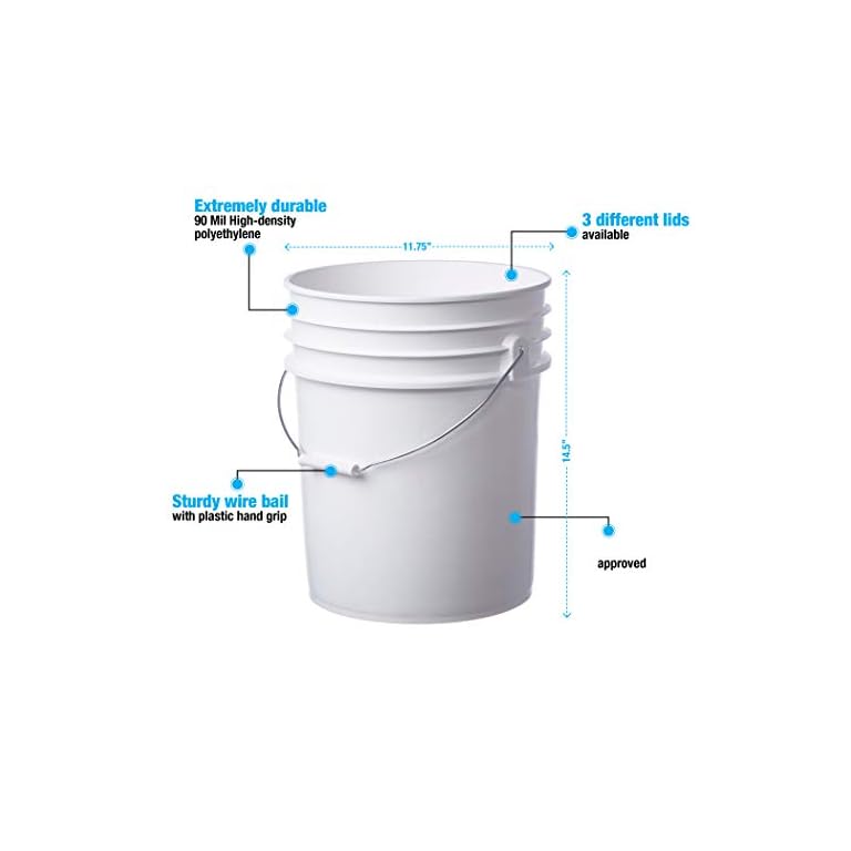 Hudson Exchange 5 Gallon (2 Pack) Bucket Pail Container with Gamma Seal