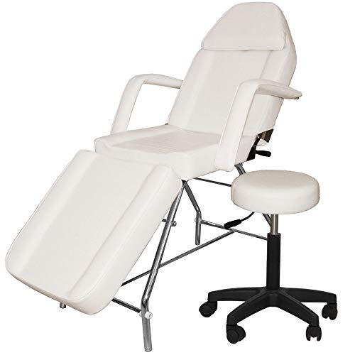 Adjustable Portable Medical/Dental/Spa Chair with Stool Combination, White