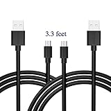 Micro USB Charger Cable, YCCTEAM [2 Pack] Durable 3.3ft Fast Micro USB Charging Power Data Cables for Samsung, Tablet, LG, Motorola, Android Smartphones (Black, 3.3ft x 2)