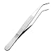uxcell 2 Pcs 5.5-Inch Stainless Steel Tweezers with Curved Pointed Serrated Tip
