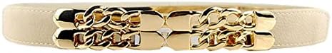 IUNEED Fashion Punk Elastic Force Waist Belt Joker Hollow Out Fried Dough Twist Metal Waist Belt (Khaki)