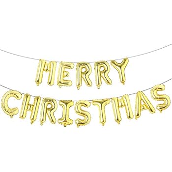 14pcs/lot Happy New Year Red Green Letter Balloons Merry Christmas Balloon Helium Balls Xmas Party Decorations Ornament Banner (Gold)