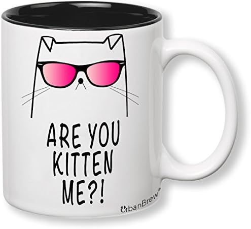 Urbe The Cool Cat - ARE YOU KITTEN ME?! Espresso Coffee Mug Cup (For Family, Friends, Cat Lovers) - UrbanBrew LLC