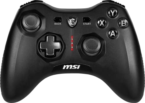 MSI Force GC20 V2 Kabelgebundener PC-Gamepad Controller - austauschbare D-Pad-Abdeckungen, Zwei Vibrationsmotoren, USB 2.0 - schwarz, kabelgebunden