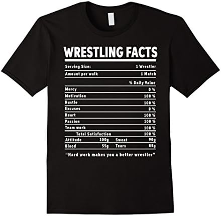 Mens Wrestling Facts T-Shirt Medium Black