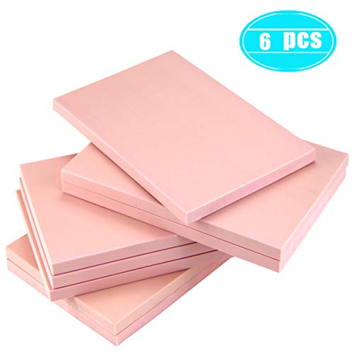 Hslife 6 Pack Pale Pink Rubber Stamp Carving Blocks Rubber Carved Brick for DIY Craft Project(Size:4" x 6")