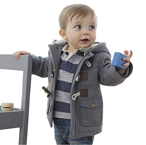 Rosiika Toddler Boys Girls Kids Warm Outerwear Clothes Fleece Jacket Toggle Coats Grey 130
