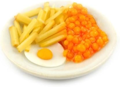 MyTinyWorld Dolls House Miniature Egg, Beans And Chips Meal