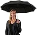 Crown Coast Black Travel Umbrella - 60 MPH Windproof Lightweight for Men Women and Kids, Compact Umbrellas