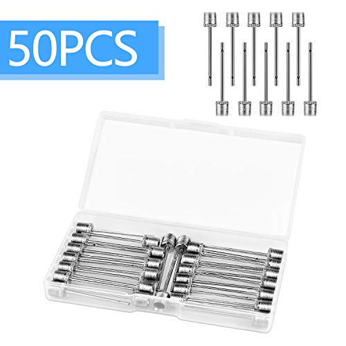 MENOLY 50 Pcs Air Pump Needle Ball Pump Needle Ball Inflation Needle for Football Basketball Soccer Volleyball Handball Netball Rugby Balls with Storage Box