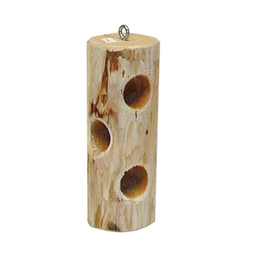 Stovall Products 13FS Cedar Suet Post Log Feeder For Suet Plugs, White, Small