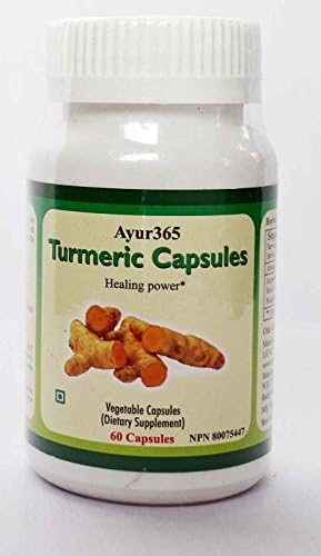 Ayur365 Turmeric / Turmeric Curcumin Capsules 1000mg per serving for Relief from Joint Pain &amp; Indigestion 60 ct.