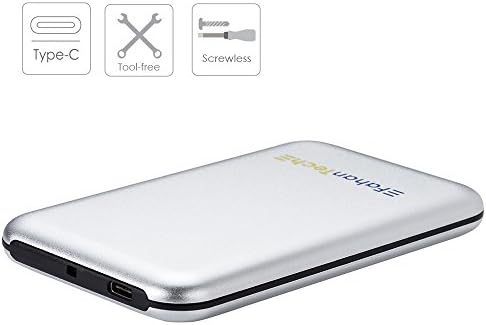 FahanTech Simple Storage Series USB3.1 Type-C External Hard Drive Enclosure for 2.5" Laptop SATA Hard Drives and SSD. Anodized Aluminum Case Material / Super Compact Size