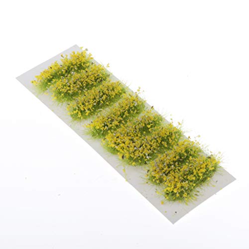 Hellery Miniatur Wiesen Blumen Büschel Selbstklebende Statische Gras Büschel Und Streifen Set - Gelb – Bild 8