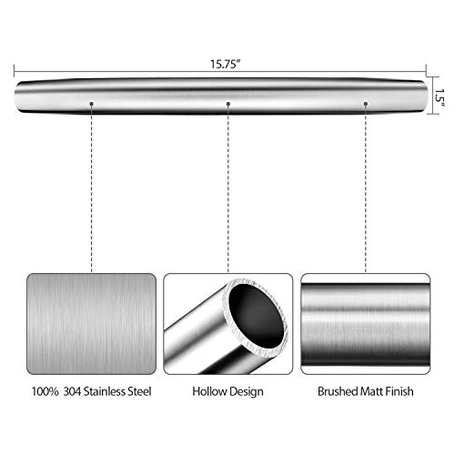 Rolling Pin for Baking - 16 Inch Smooth Stainless Steel French Roller Pin with Tapered Design for Fondant, Pie Crust, Cookie, Pastry Dough