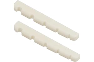 Miwayer 4/5/6 String Electric Bass Bone Bridge Nut Flat Bottom Pre-Slotted Made of Real Bone (5S 45X3.5X5.7/4.5 2pack)