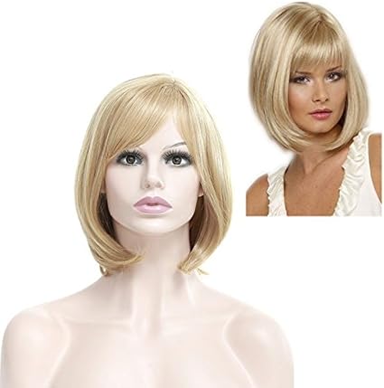 Womens Hair Wig Synthetic Wig Bleach Blonde Bobo Short Straight